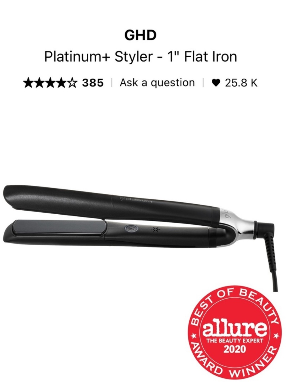 GHD Platinum Plus 1” flat iron